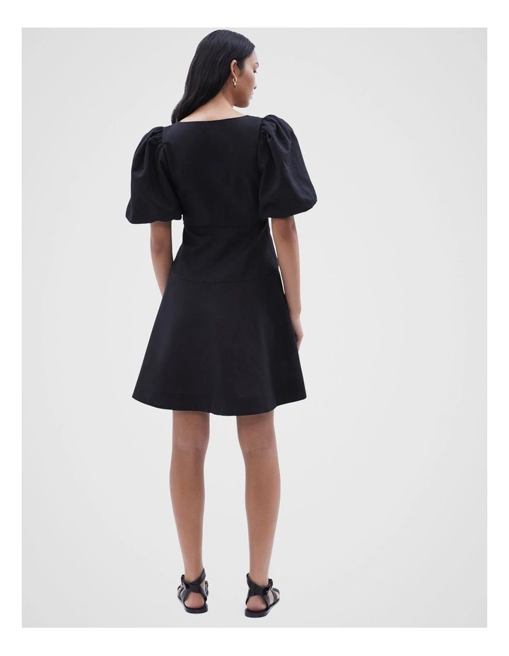 Twist Front Linen Dress in Black image 3