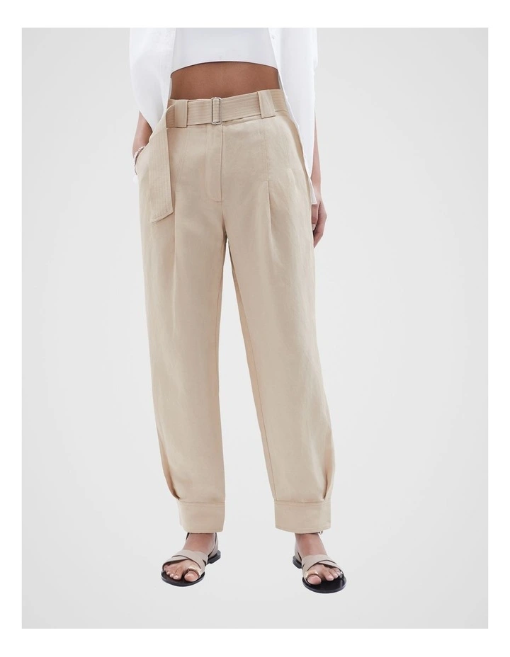 Belted Tailored Pant in Brown image 1