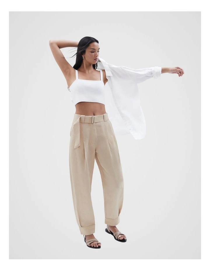 Belted Tailored Pant in Brown image 2