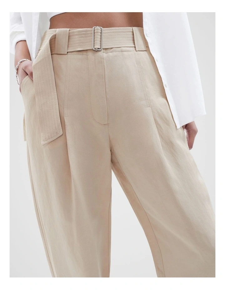 Belted Tailored Pant in Brown image 4