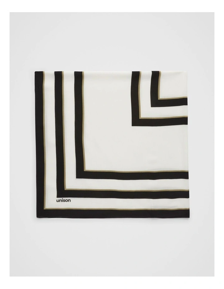 Boarder Print Scarf in Ecru image 1