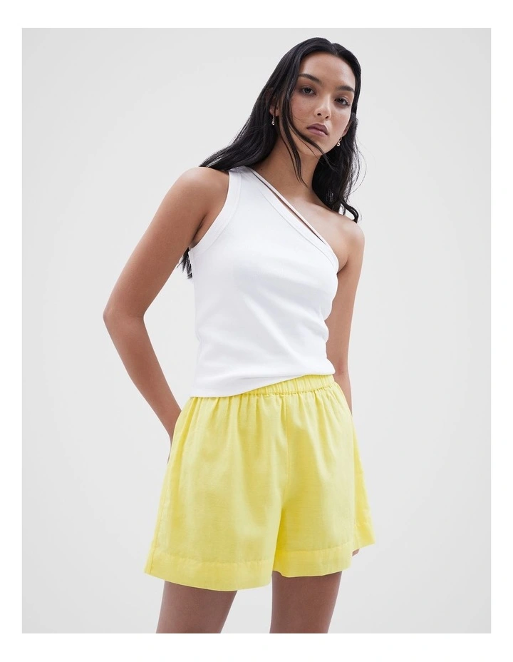 One Shoulder Tank in White image 1