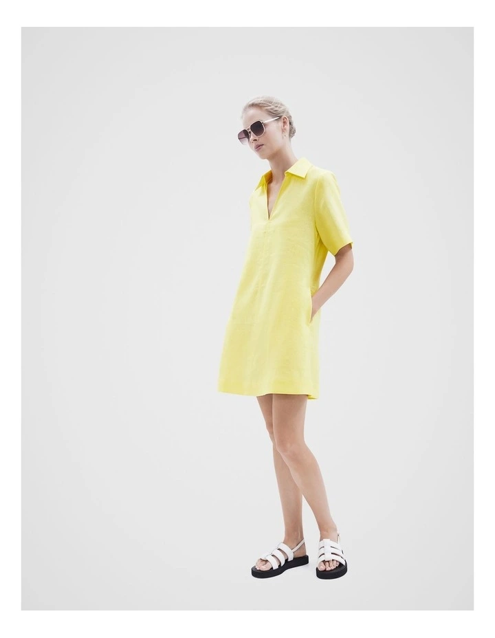 Collared Linen Dress in Citrus image 2