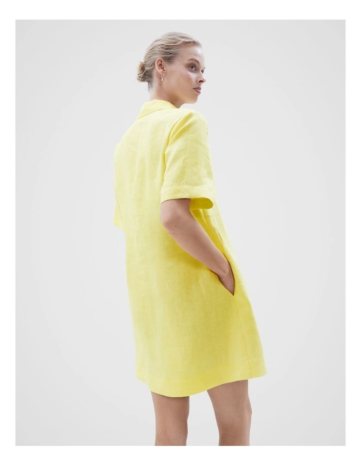 Collared Linen Dress in Citrus image 3