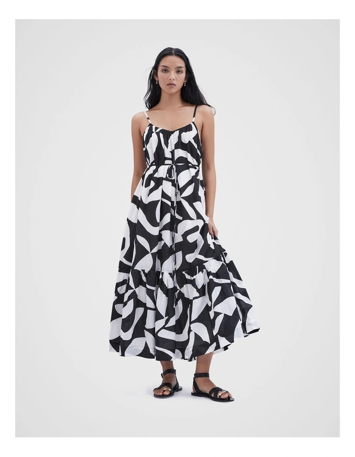 Cotton Geo Maxi Dress in Multi image 1