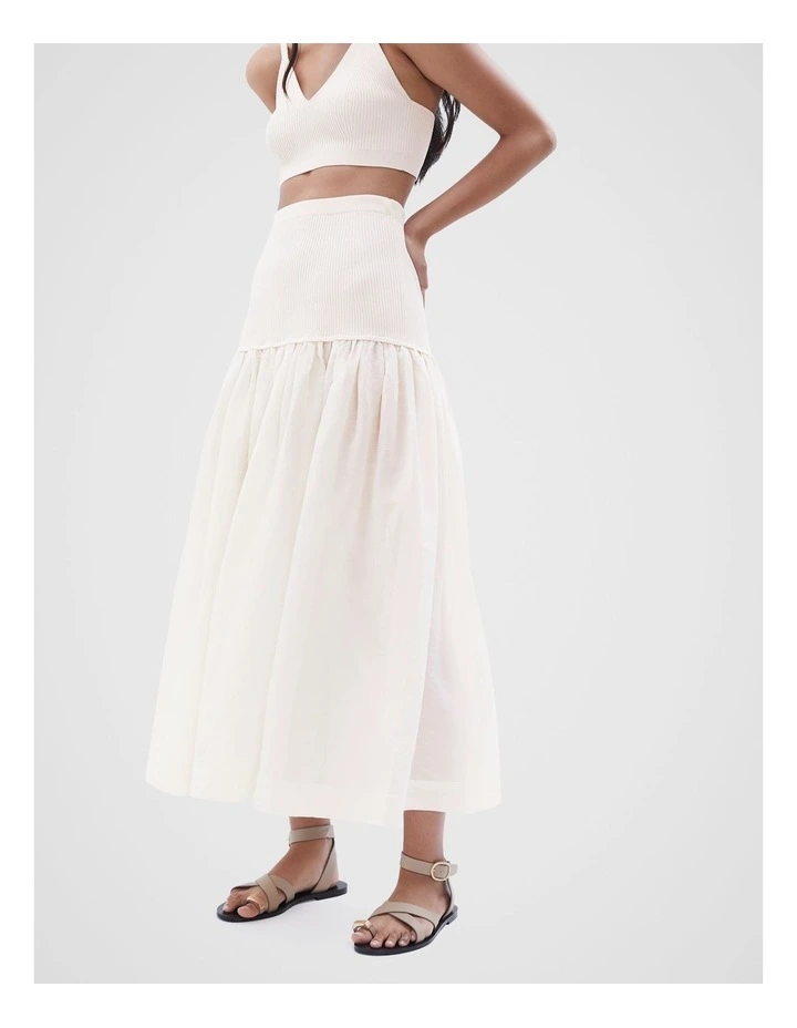 Spliced Knit Midi Skirt in Stone image 1