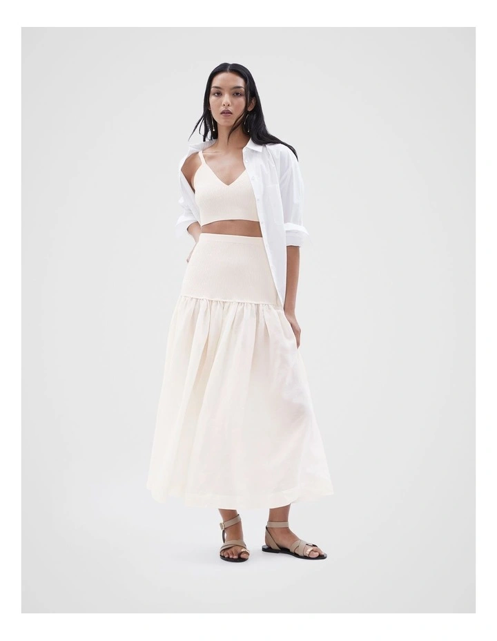 Spliced Knit Midi Skirt in Stone image 2