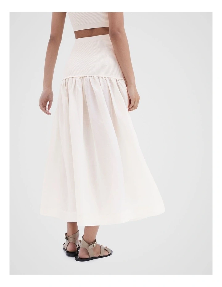 Spliced Knit Midi Skirt in Stone image 3