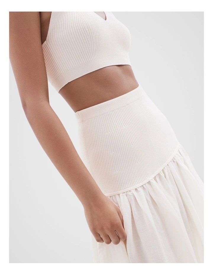 Spliced Knit Midi Skirt in Stone image 4