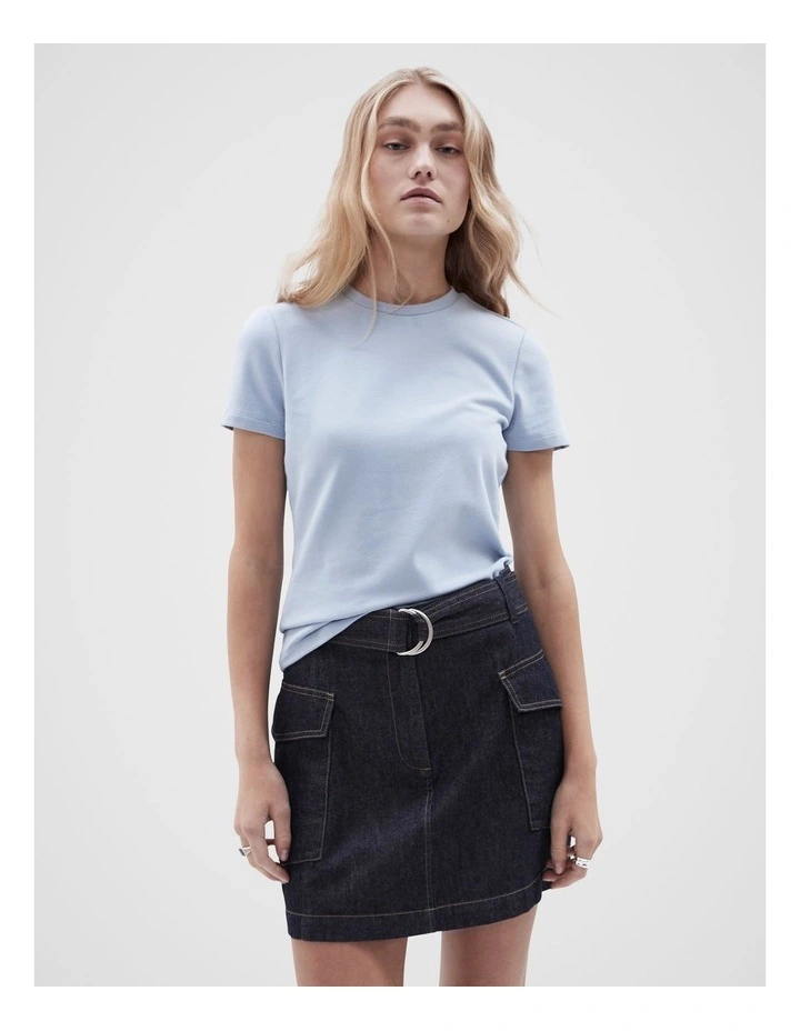 Aus Cotton Fitted Tee in Soft Blue image 1