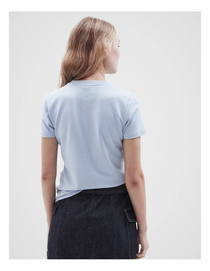Aus Cotton Fitted Tee in Soft Blue image 3