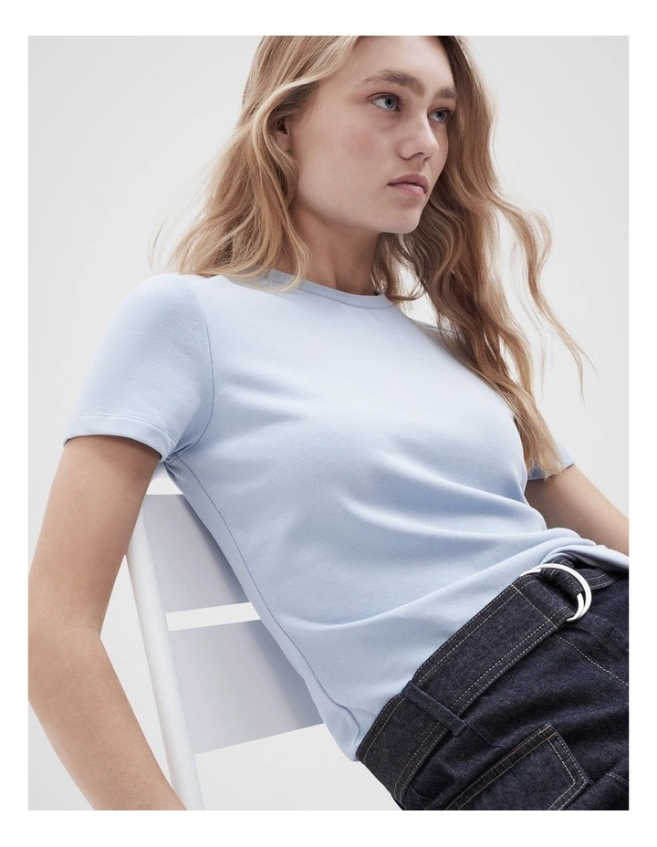 Aus Cotton Fitted Tee in Soft Blue image 4