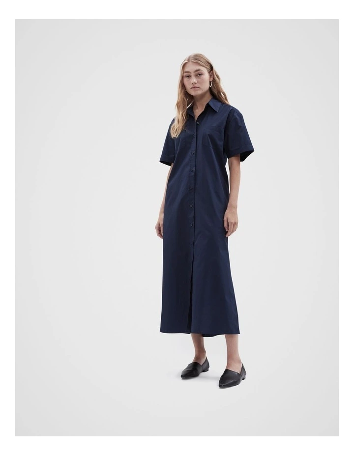 Cotton Shirt Maxi Dress in Navy image 1