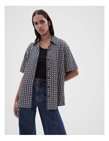 Grid Print Shirt in Blue