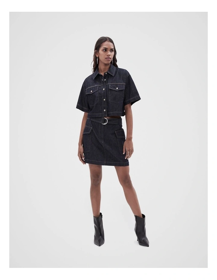 Denim Utility Skirt in Rinse Wash image 2