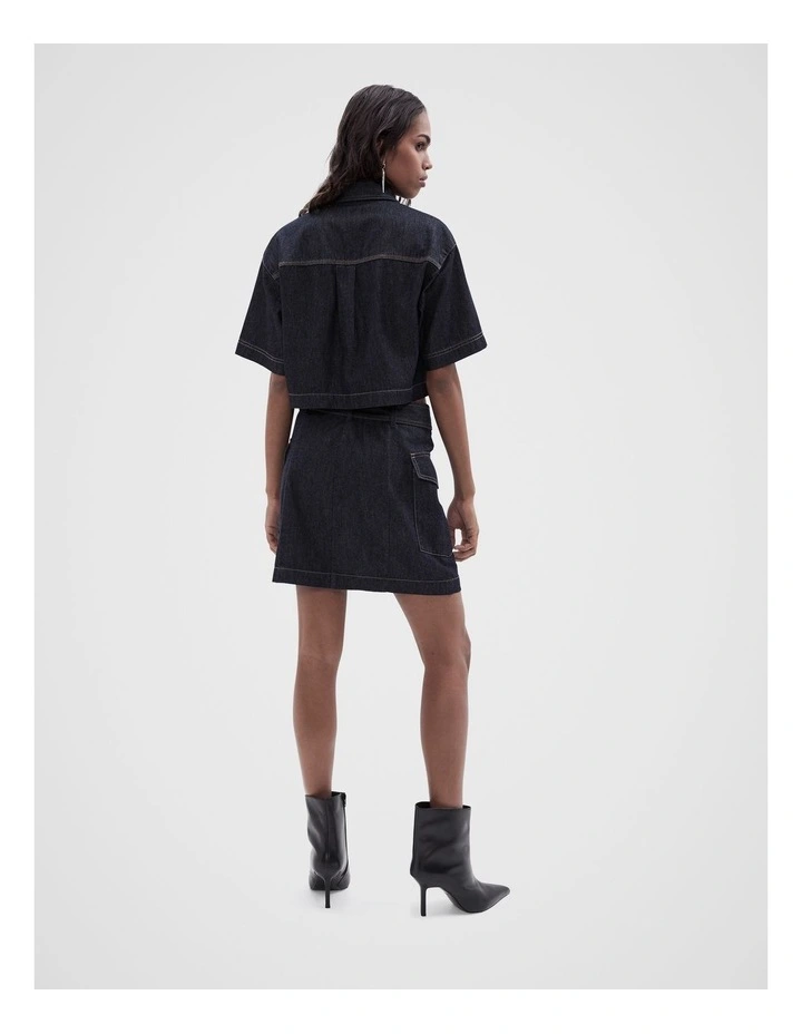 Denim Utility Skirt in Rinse Wash image 3