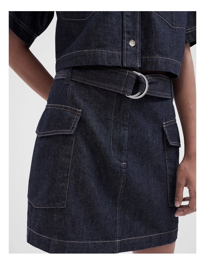 Denim Utility Skirt in Rinse Wash image 4
