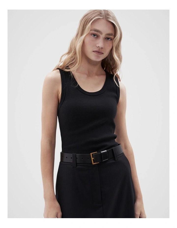 Portland Leather Belt in Black image 2