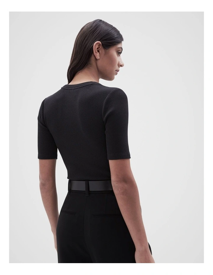 Metallic Rib Tee in Black image 5