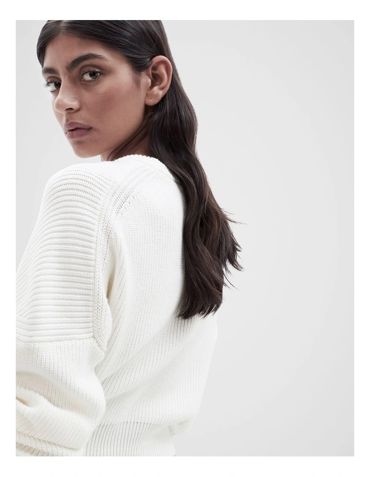 Cropped Crew Neck Knit in Ecru image 4