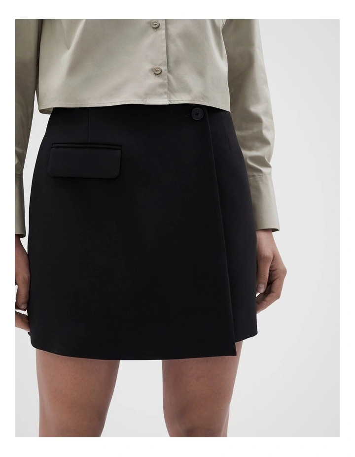 Wrap Mini Skirt in Black image 4