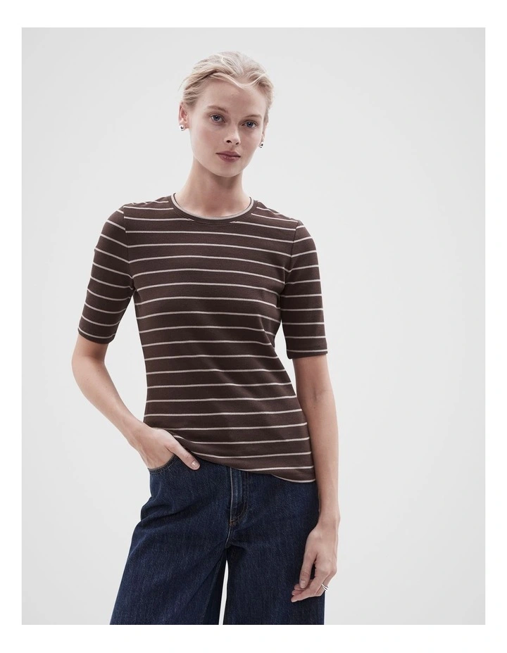 The Essential Ribbed Tee in Chocolate image 1