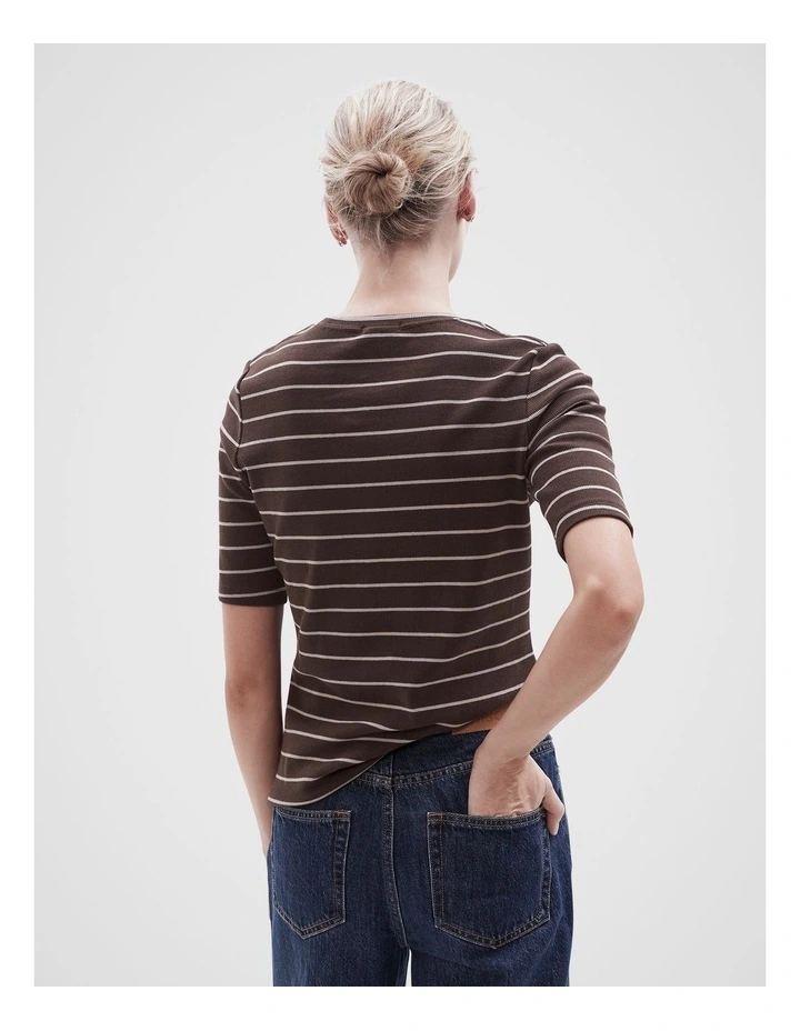 The Essential Ribbed Tee in Chocolate image 3