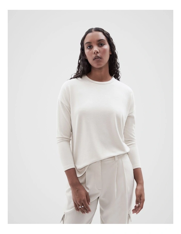 Cosy Long Sleeve Tee in Cream image 1
