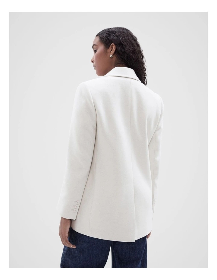Twill Double Breasted Blazer in Cream image 3