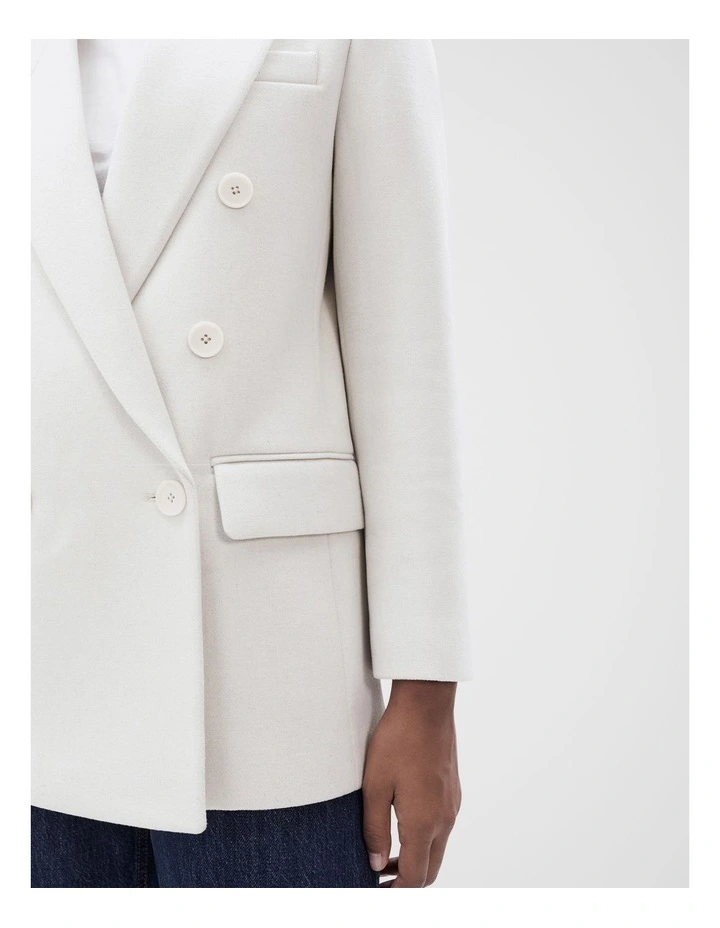 Twill Double Breasted Blazer in Cream image 4