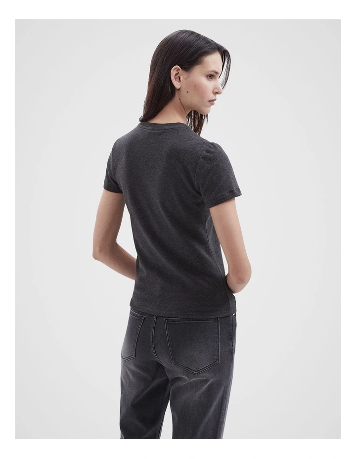 Aus Cotton Fitted Tee in Char Marle image 3