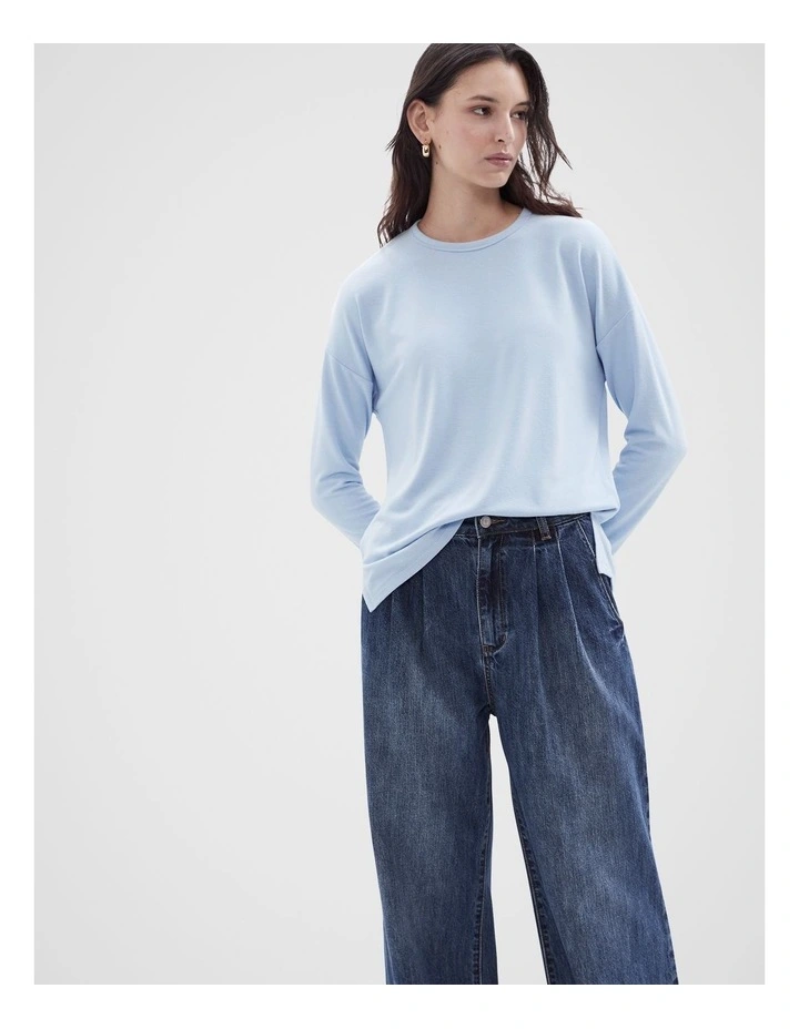 Cosy Long Sleeve Tee in Smoke Blue image 1