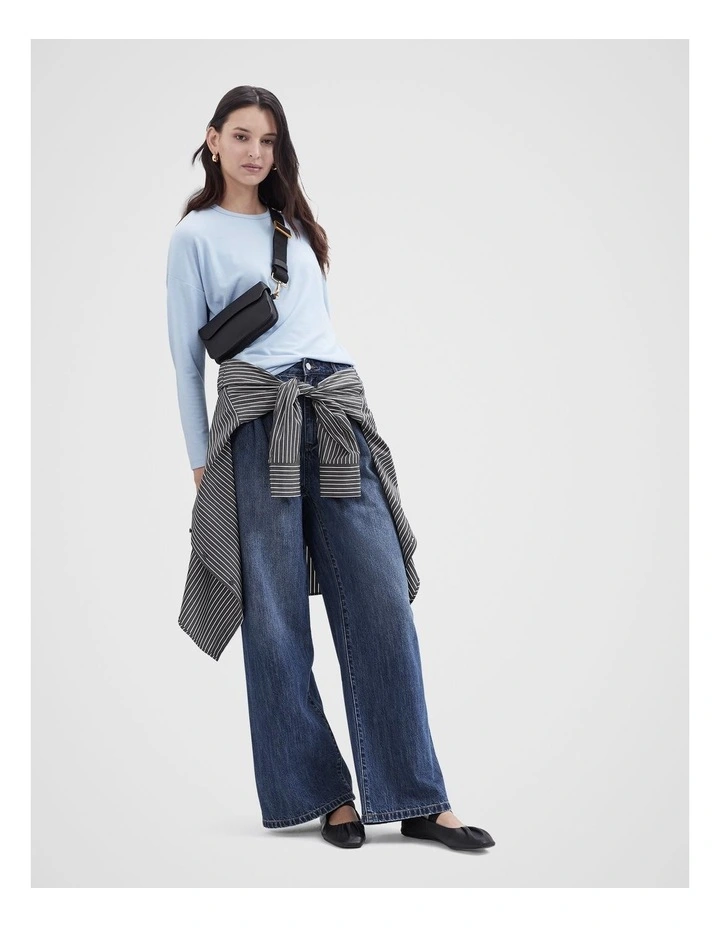 Cosy Long Sleeve Tee in Smoke Blue image 2