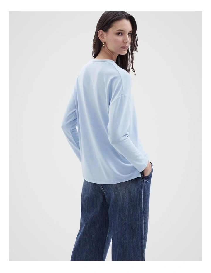 Cosy Long Sleeve Tee in Smoke Blue image 3
