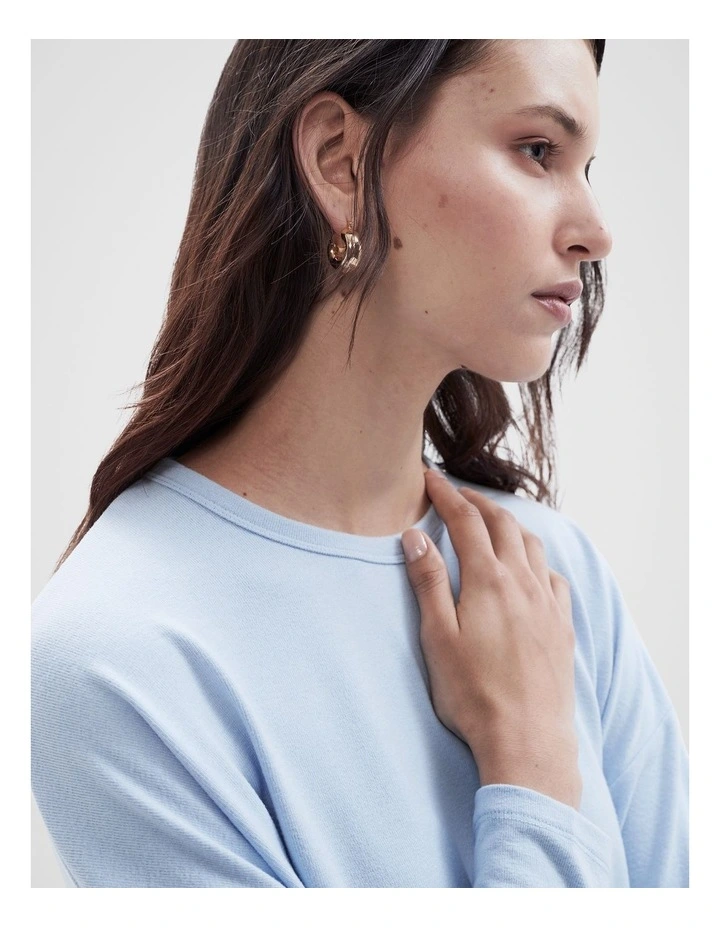 Cosy Long Sleeve Tee in Smoke Blue image 4