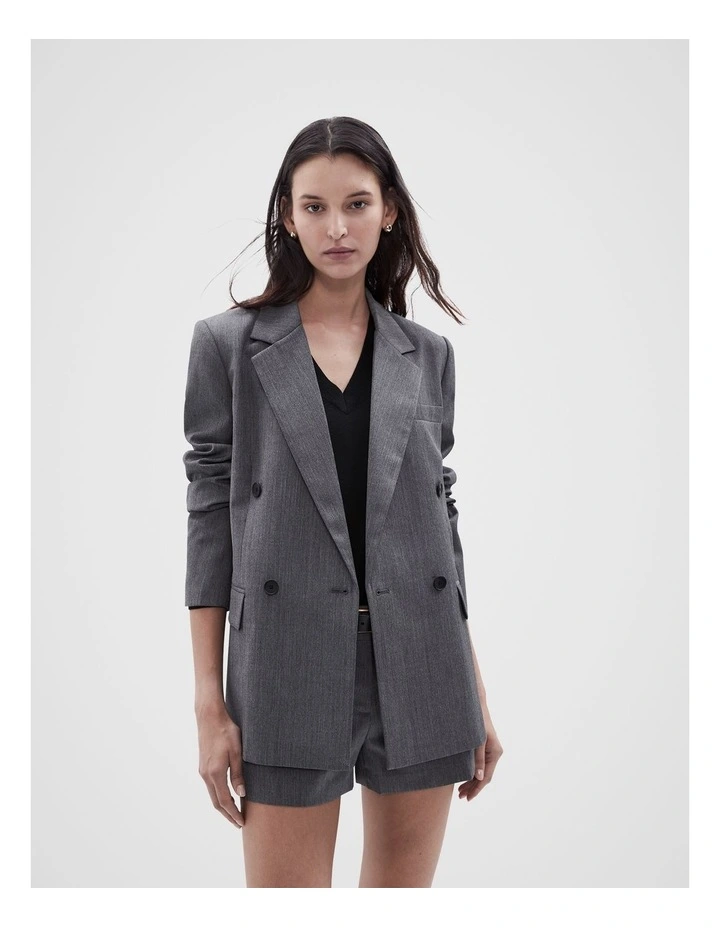 Double Breasted Boyfriend Blazer in Charcoal image 1