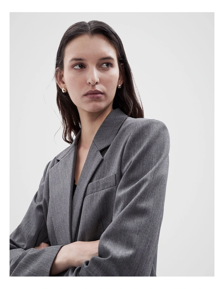 Double Breasted Boyfriend Blazer in Charcoal image 3