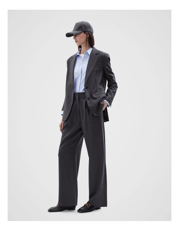 Pinstripe Tailored Wide Leg Pant in Charcoal image 2