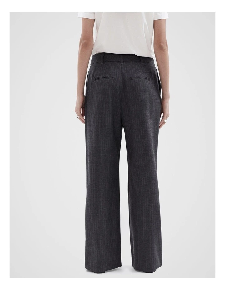 Pinstripe Tailored Wide Leg Pant in Charcoal image 3
