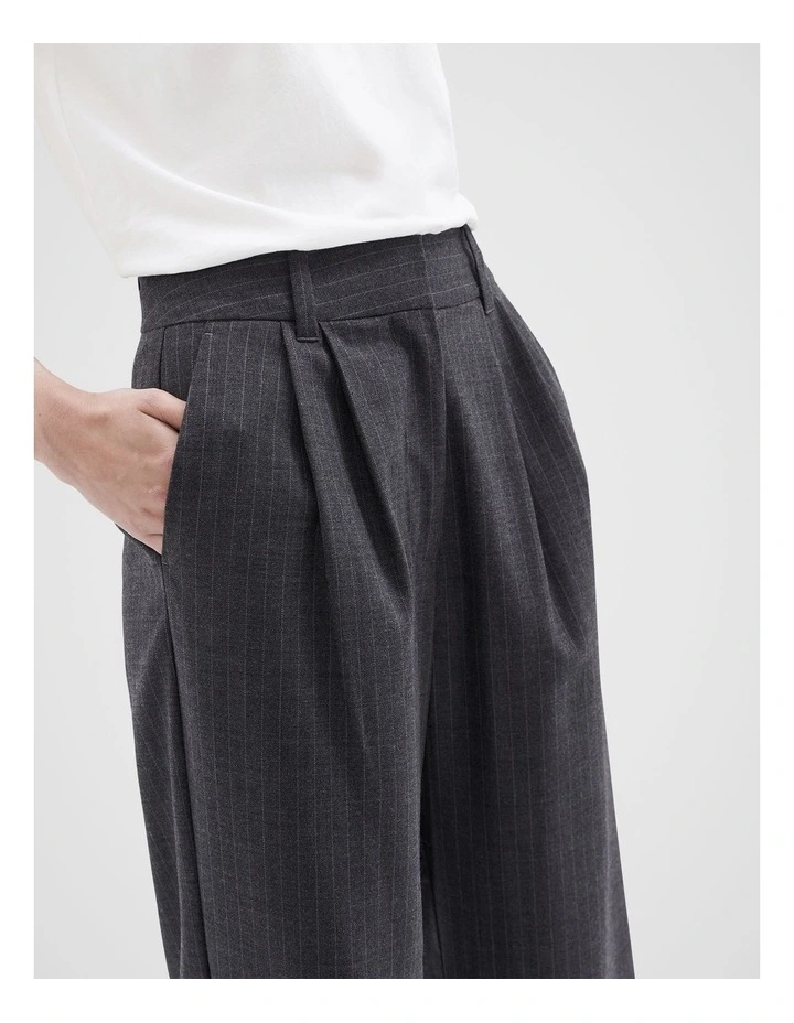 Pinstripe Tailored Wide Leg Pant in Charcoal image 4