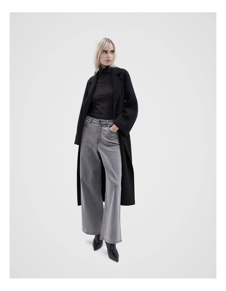 Check High Neck Top in Black Ptnt image 2