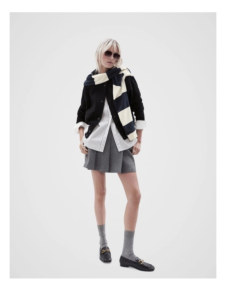 Contrast Stripe Collared Shirt in Black/White image 2