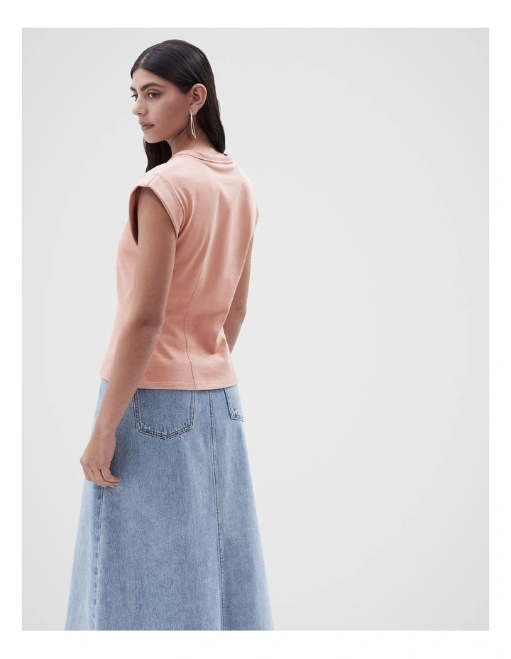 Rolled Sleeve Tee in Rose image 3