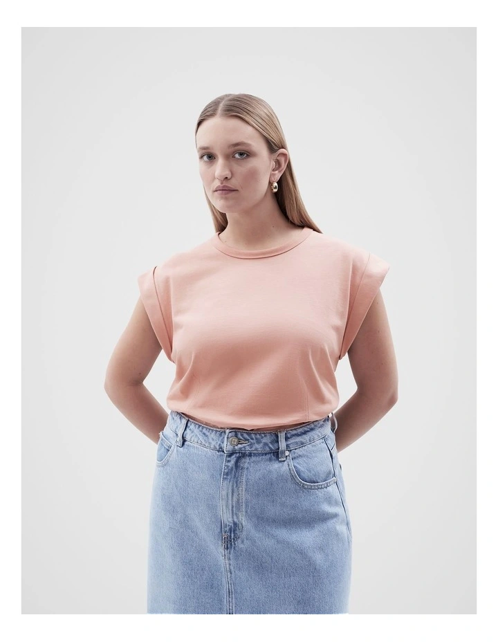 Rolled Sleeve Tee in Rose image 5
