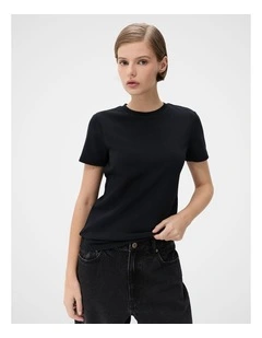 Aus Cotton Fitted Tee in Black
