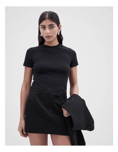 Aus Cotton Fitted Tee in Black