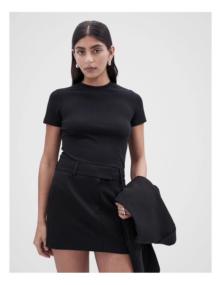 Aus Cotton Fitted Tee in Black image 1