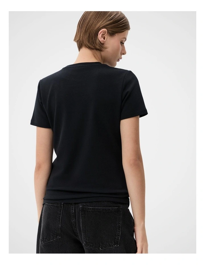 Aus Cotton Fitted Tee in Black image 2