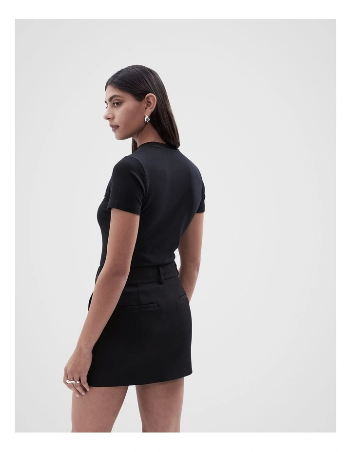 Aus Cotton Fitted Tee in Black image 2