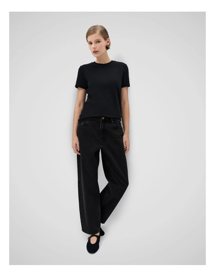 Aus Cotton Fitted Tee in Black image 3